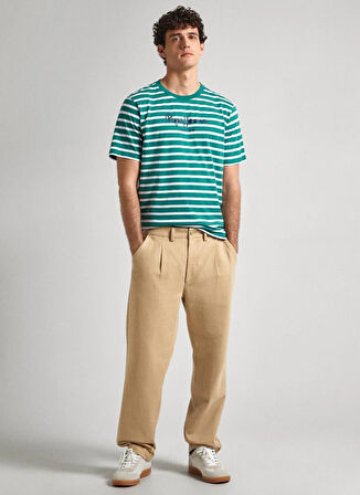Pepe Jeans Bisiklet Yaka Çizgili Koyu Yeşil Erkek T-Shirt PM509407 654 STRIPED EGGO