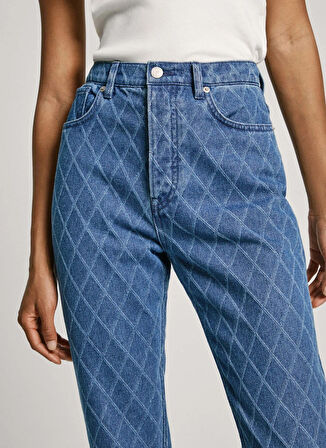 Pepe Jeans Yüksek Bel Düz Paça Straight Mavi Kadın Denim Pantolon PL204722
