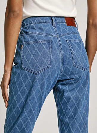 Pepe Jeans Yüksek Bel Düz Paça Straight Mavi Kadın Denim Pantolon PL204722