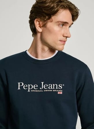 Pepe Jeans Bisiklet Yaka Lacivert Erkek Sweatshırt PM582699-594 SEAN