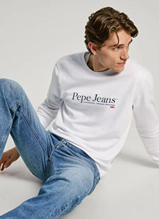Pepe Jeans Bisiklet Yaka Beyaz Erkek Sweatshırt PM582699-800 SEAN