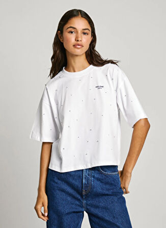 Pepe Jeans Yuvarlak Yaka Düz Beyaz Kadın T-Shirt PL505943