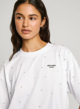Pepe Jeans Yuvarlak Yaka Düz Beyaz Kadın T-Shirt PL505943