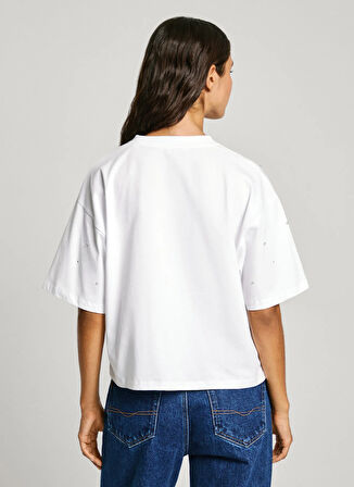 Pepe Jeans Yuvarlak Yaka Düz Beyaz Kadın T-Shirt PL505943