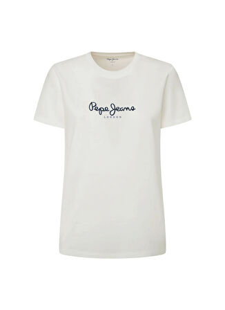 Pepe Jeans Bisiklet Yaka Baskılı Beyaz Kadın T-Shirt PL505951