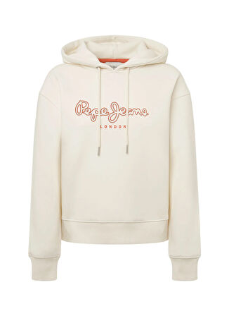 Pepe Jeans Kapüşon Yaka Baskılı Ekru Kadın Sweatshırt PL581459
