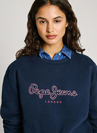 Pepe Jeans Yuvarlak Yaka Baskılı Lacivert Kadın Sweatshırt PL581460