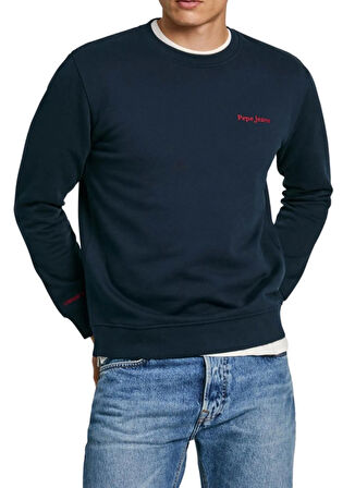 Pepe Jeans Bisiklet Yaka Lacivert Erkek Sweatshırt PM582723-594 AXEL CREW