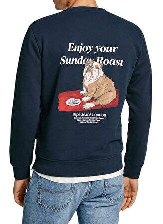 Pepe Jeans Bisiklet Yaka Lacivert Erkek Sweatshırt PM582723-594 AXEL CREW