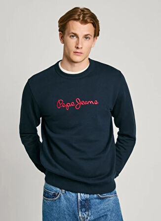 Pepe Jeans Bisiklet Yaka Lacivert Erkek Sweatshırt PM582715-594 NEW JOE CREW