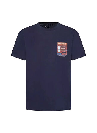 Pepe Jeans Bisiklet Yaka Lacivert Erkek T-Shirt PM509637-594 AENYS