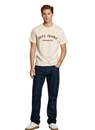 Pepe Jeans Bisiklet Yaka Ekru Erkek T-Shirt PM509628-804 ALDRIDGE