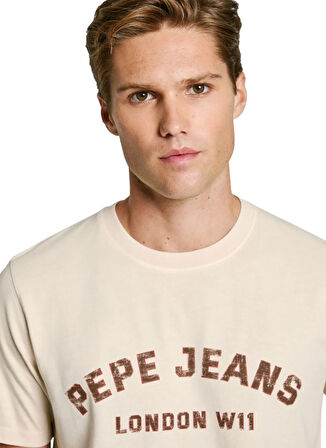 Pepe Jeans Bisiklet Yaka Ekru Erkek T-Shirt PM509628-804 ALDRIDGE