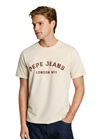 Pepe Jeans Bisiklet Yaka Ekru Erkek T-Shirt PM509628-804 ALDRIDGE