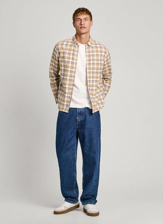Pepe Jeans Regular Fit Bej Erkek Gömlek PM308732-840 MANEL