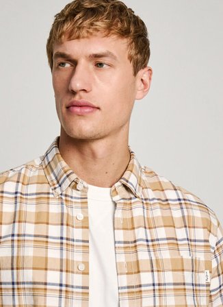 Pepe Jeans Regular Fit Bej Erkek Gömlek PM308732-840 MANEL