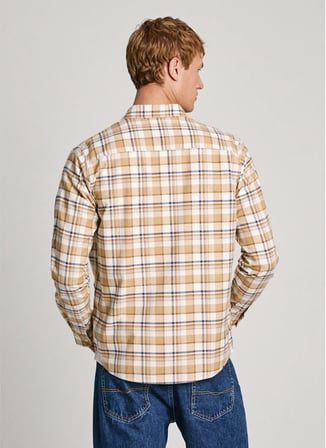 Pepe Jeans Regular Fit Bej Erkek Gömlek PM308732-840 MANEL