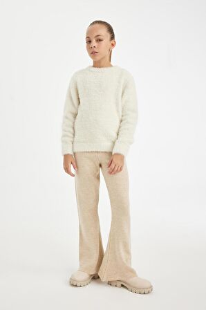 DeFacto Kız Çocuk Flare Fit İspanyol Paça Basic Düz Triko Pantolon A6029A824WNBG588