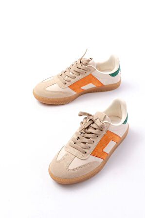 M-5007 Bej Garni  Bağcıklı Termo Taban Günlük Kadın Spor