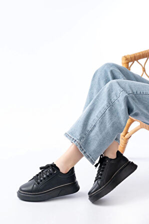 Rs-2435 Siyah Platin Bağcıklı Dikişli Günlük Spor Ayakkabı