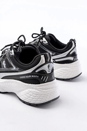 F-329 Siyah Günlük Bağcıklı Beyaz Tabanlı Yazlık Spor Ayakkabı