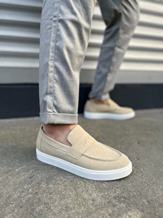 Tb180 Estilo X Bağcıksız Süet Erkek Günlük Spor Klasik Ayakkabı Sbt - Krem
