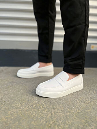 Tb180 Estilo X Bağcıksız Cilt Erkek Günlük Spor Klasik Ayakkabı Cbt - Beyaz