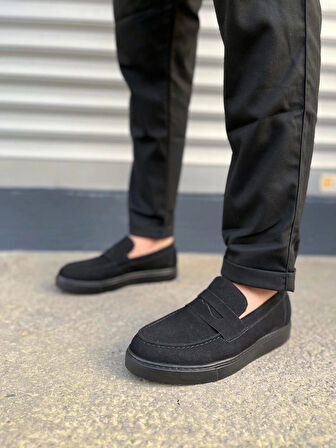 Tb180 Estilo X Bağcıksız Süet Erkek Günlük Spor Klasik Ayakkabı Sst - Siyah