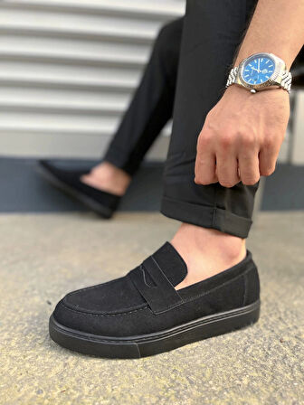 Tb180 Estilo X Bağcıksız Süet Erkek Günlük Spor Klasik Ayakkabı Sst - Siyah