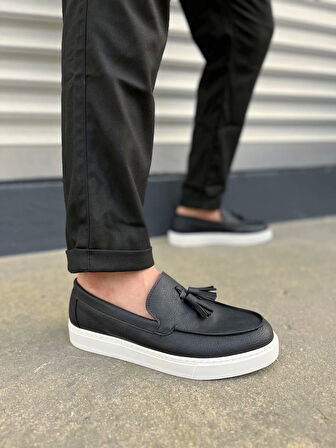 Tb153 Bloom Bağcıksız Püsküllü Cilt Erkek Günlük Spor Klasik Ayakkabı Cbt - Siyah