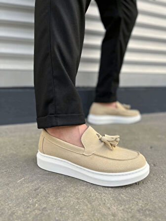 Tb154 Blaze Bağcıksız Püsküllü Süet Erkek Günlük Spor Klasik Ayakkabı Sbt - Krem