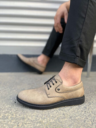 Tb0610 Clasico Bağcıklı Cilt Erkek Günlük Klasik Ayakkabı Cst - Gri