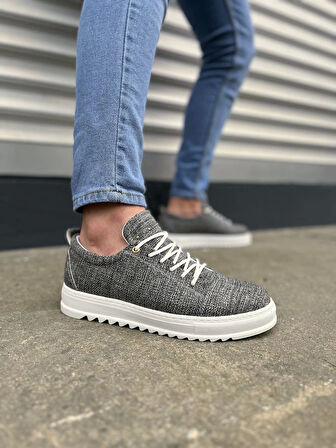 Tb152 Cool Bağcıklı Keten Erkek Günlük Spor Klasik Ayakkabı Kbt - Gri