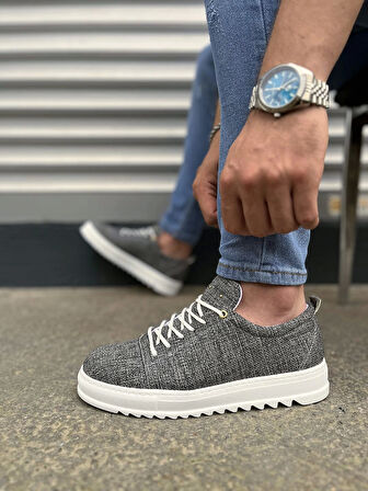 Tb152 Cool Bağcıklı Keten Erkek Günlük Spor Klasik Ayakkabı Kbt - Gri