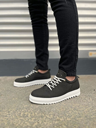Tb152 Cool Bağcıklı Keten Erkek Günlük Spor Klasik Ayakkabı Kbt - Siyah