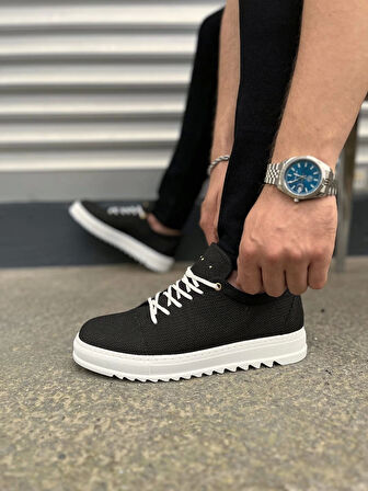 Tb152 Cool Bağcıklı Keten Erkek Günlük Spor Klasik Ayakkabı Kbt - Siyah