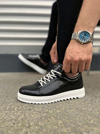 Tb152 Cool Bağcıklı Rugan Erkek Günlük Spor Klasik Ayakkabı Rbt - Siyah