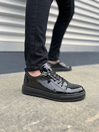 Tb152 Cool Bağcıklı Rugan Erkek Günlük Spor Klasik Ayakkabı Rst - Siyah