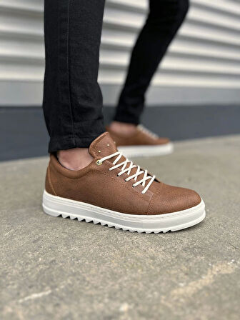 Tb152 Cool Bağcıklı Cilt Erkek Günlük Spor Klasik Ayakkabı Cbt - Taba