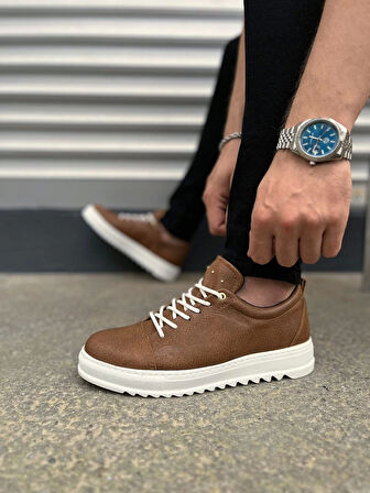 Tb152 Cool Bağcıklı Cilt Erkek Günlük Spor Klasik Ayakkabı Cbt - Taba