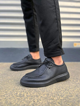 Tb170 Tornado Bağcıklı Cilt Erkek Günlük Spor Klasik Ayakkabı Cst - Siyah