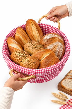 Özel Kumaş Astarlı Oval Ekmek Sepeti