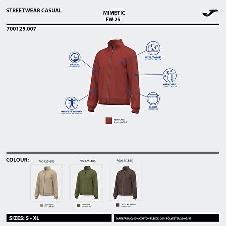 Joma 700125.100 Mimetic Full Zip Unisex Sweatshirt