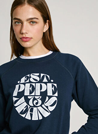 Pepe Jeans Yuvarlak Yaka Baskılı Lacivert Kadın Sweatshırt PL581478