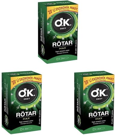 Okey Rötar Max Prezervatif 20lu - 3 Adet