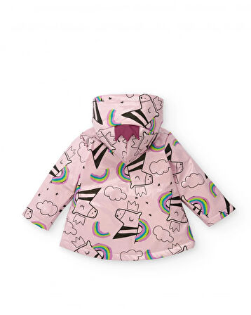 Tuc Tuc Kız Çocuk Unicorn Desenli Su Geçirmez Pembe Yağmurluk