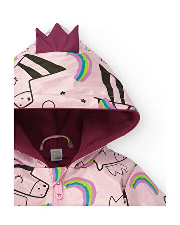 Tuc Tuc Kız Çocuk Unicorn Desenli Su Geçirmez Pembe Yağmurluk