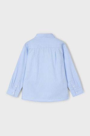 Erkek Çocuk Cepli Çizgili Uzun Kollu Gömlek - Mavi | 5 Yaş