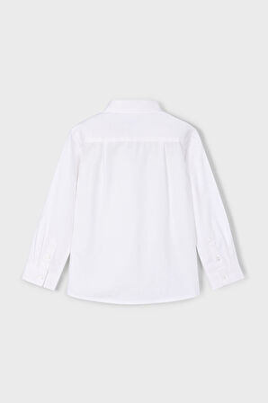 Erkek Çocuk Cepli Basic Uzun Kollu Gömlek - Beyaz | 9 Yaş