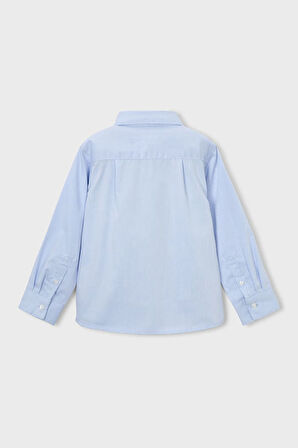 Erkek Çocuk Cepli Basic Uzun Kollu Gömlek - Mavi | 5 Yaş